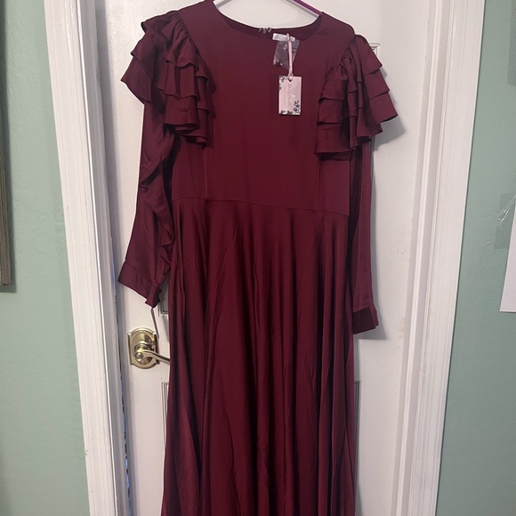 Dainty Jewells Maroon Long Sleeve Dress - Picture 2 of 3